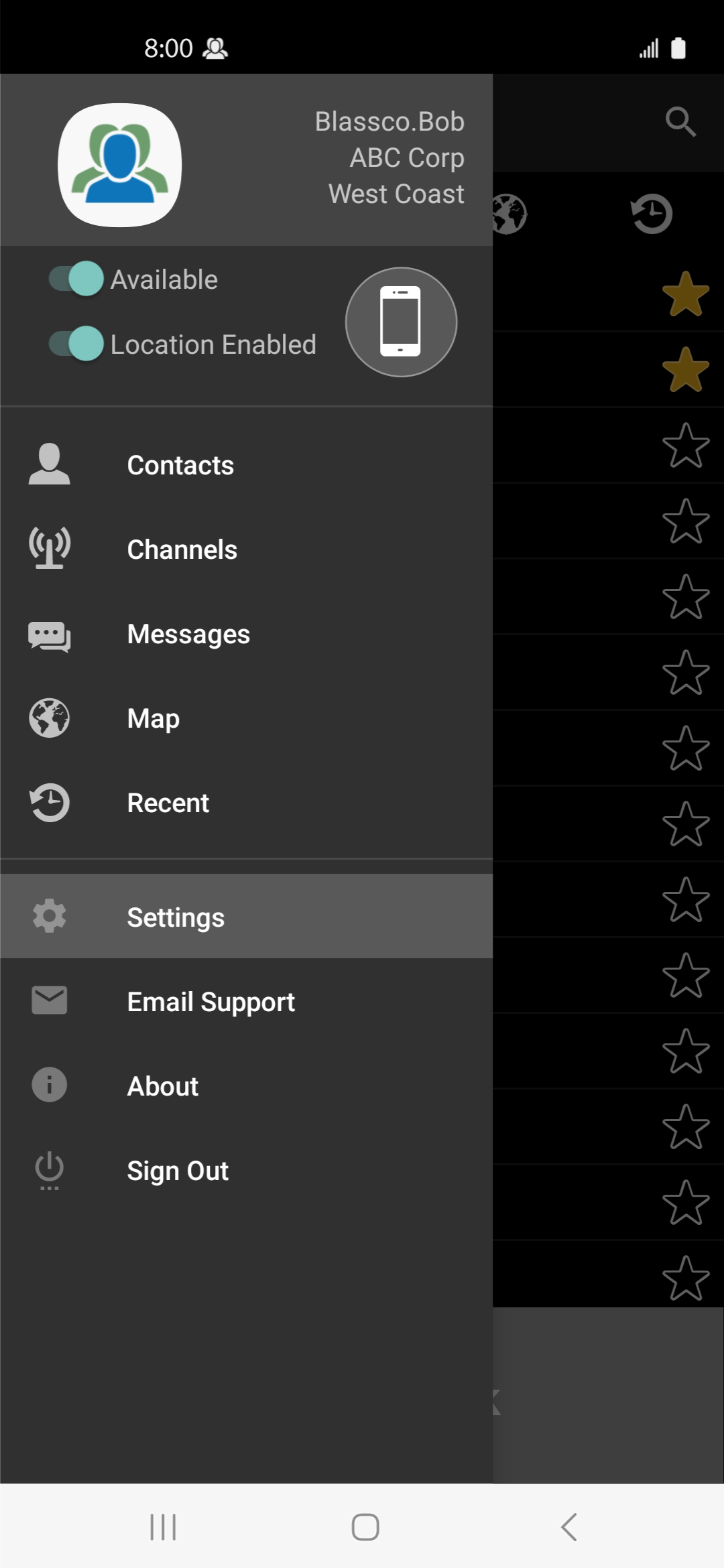 Android Settings Menus – ESChat